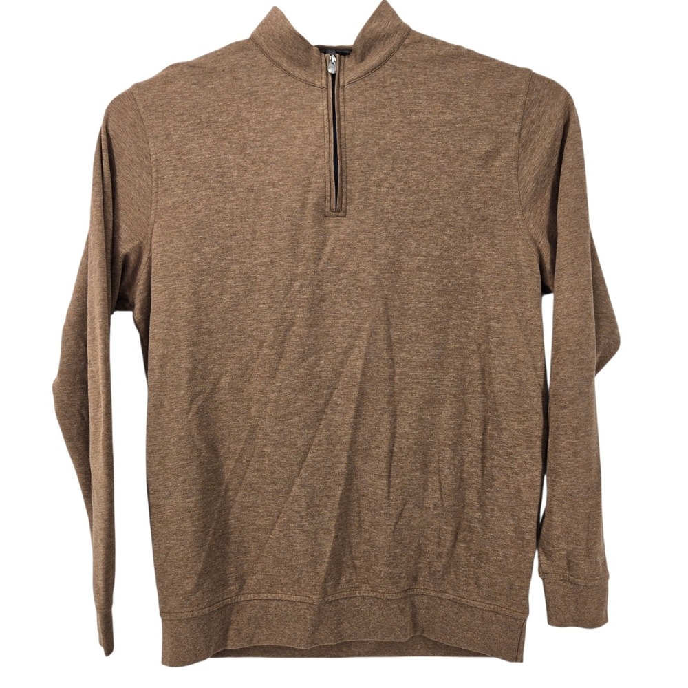 Peter Millar 1/4 Zip Pullover Mens XL Brown Cotton Modal Soft Golf Sweater Prepp